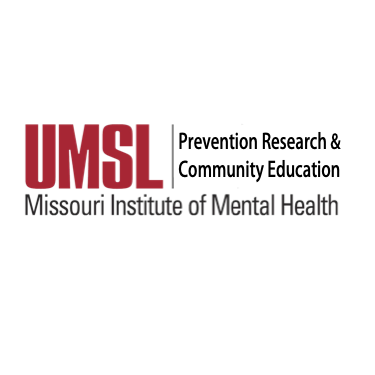 Logo of the Missouri Institute of Mental Health. It features UMSL in large red letters on the left, with Prevention Research & Community Education in smaller black letters on the right, and Missouri Institute of Mental Health elegantly below in gray.