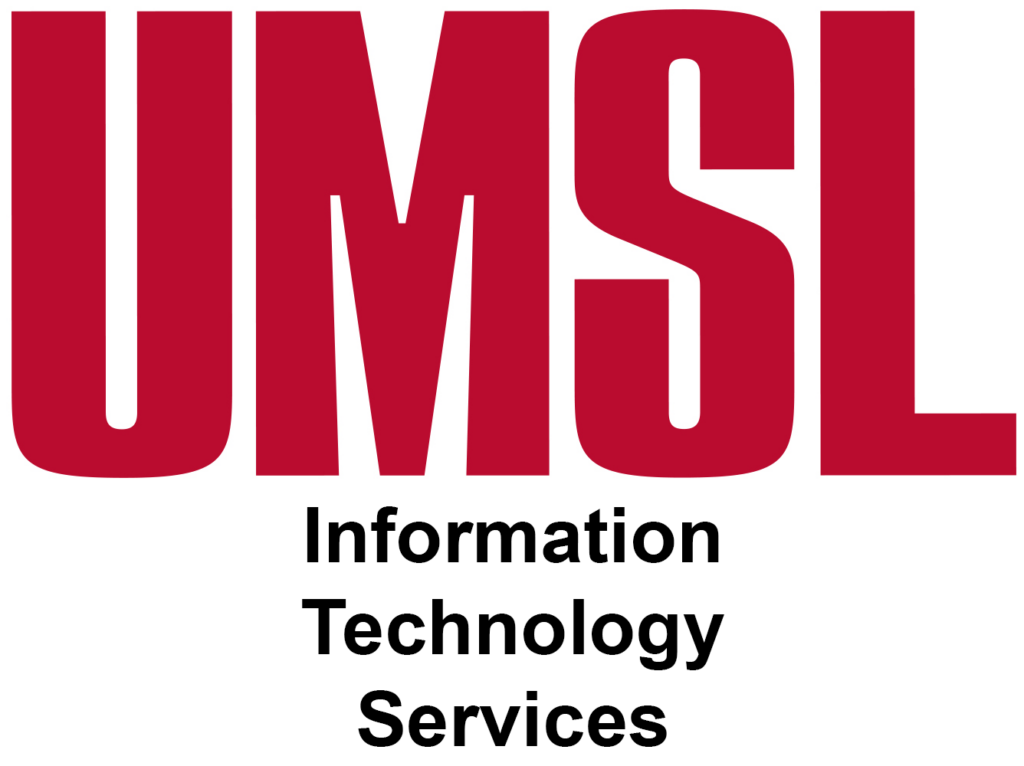 The image showcases the UMSL logo in bold red letters, prominently featuring Information Technology Services written in sleek black text against a crisp white background, highlighting their dedication to IT services.